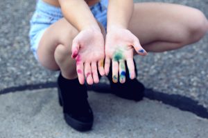 color stained hands