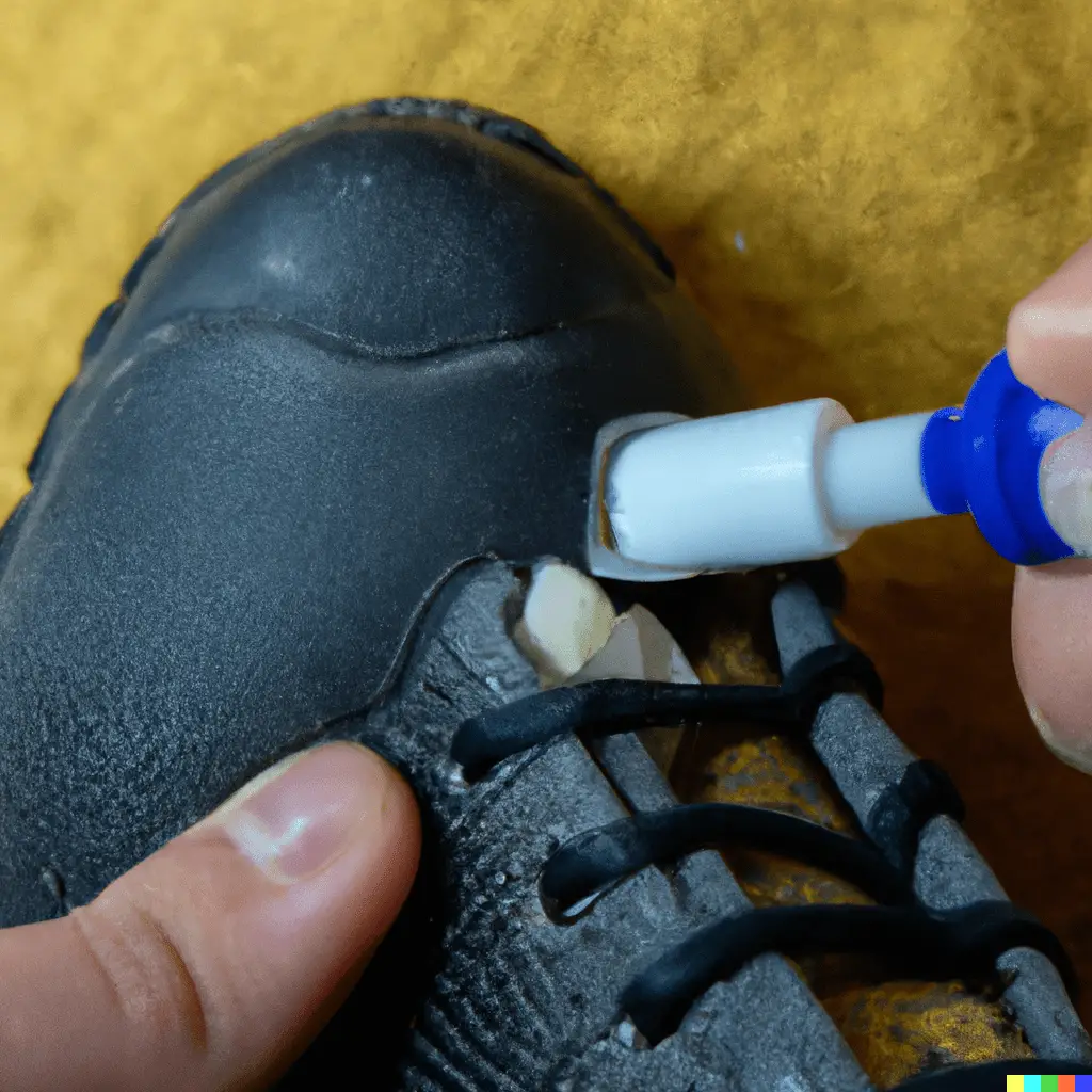 fixing hiking shoe with super glue