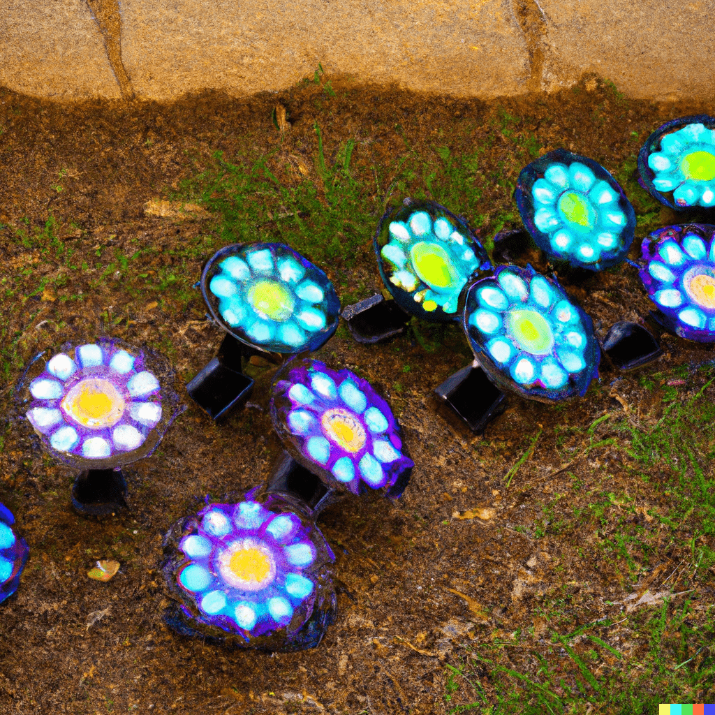 solar flower lights on the ground