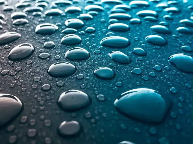 drops of water on a surface