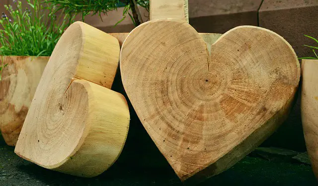 wood carving hearts