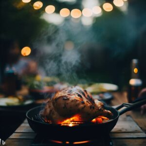 chicken grilled in a skillet