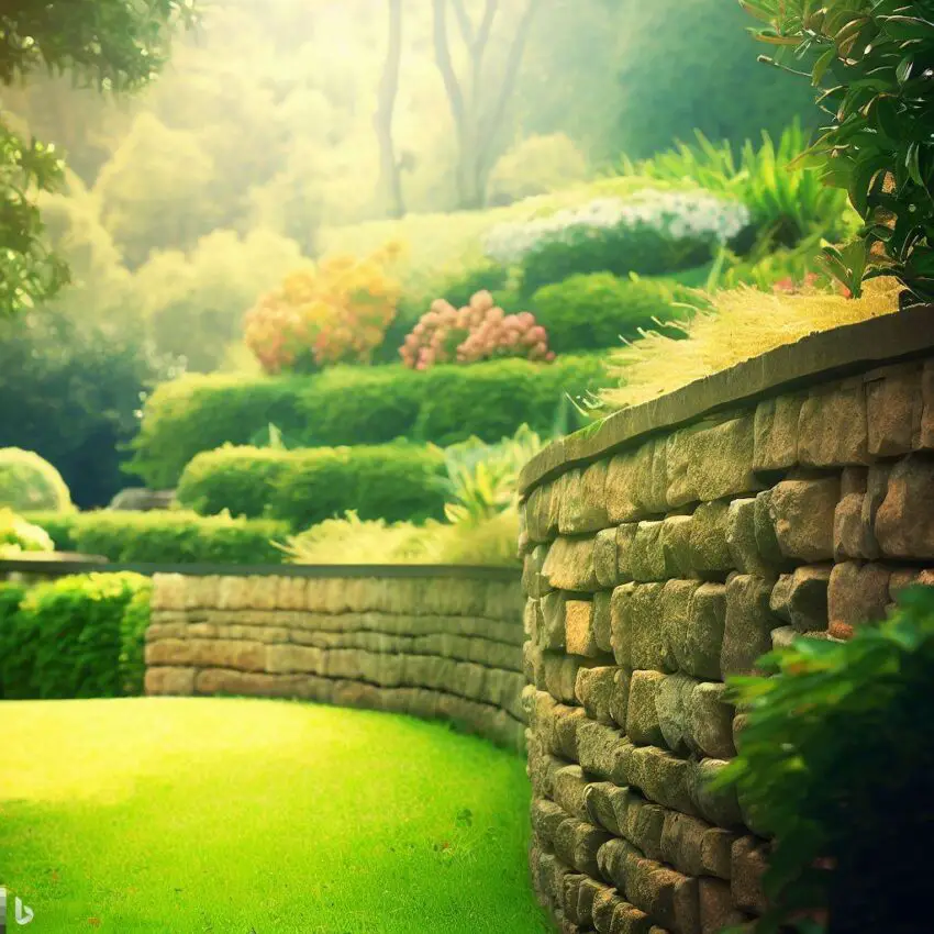 Retaining Walls inside beautiful garden,