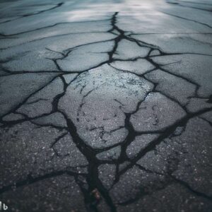 cracks on a black and sealed driveway